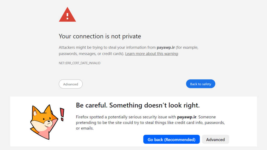 خطای Your connection is not private